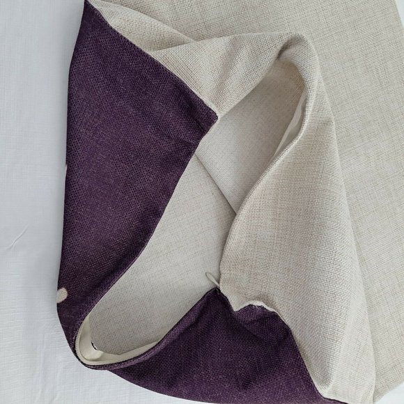 Maple Leaf Purple Cream Pillow Cover Square - Picture 3 of 5